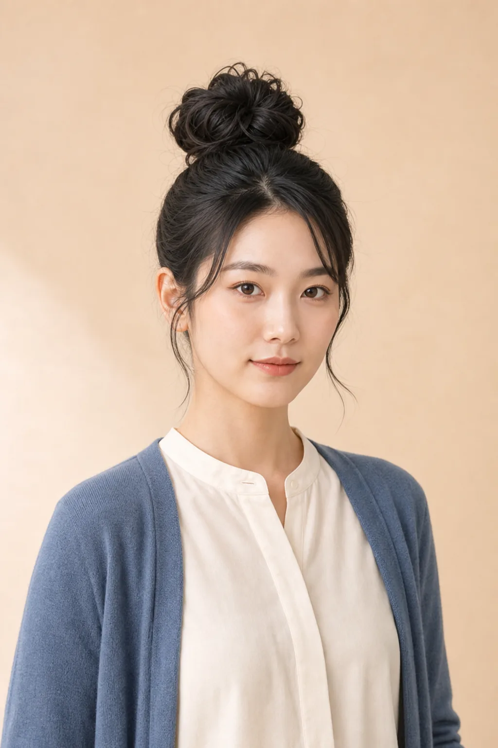 wavy bun straight bun ponytail