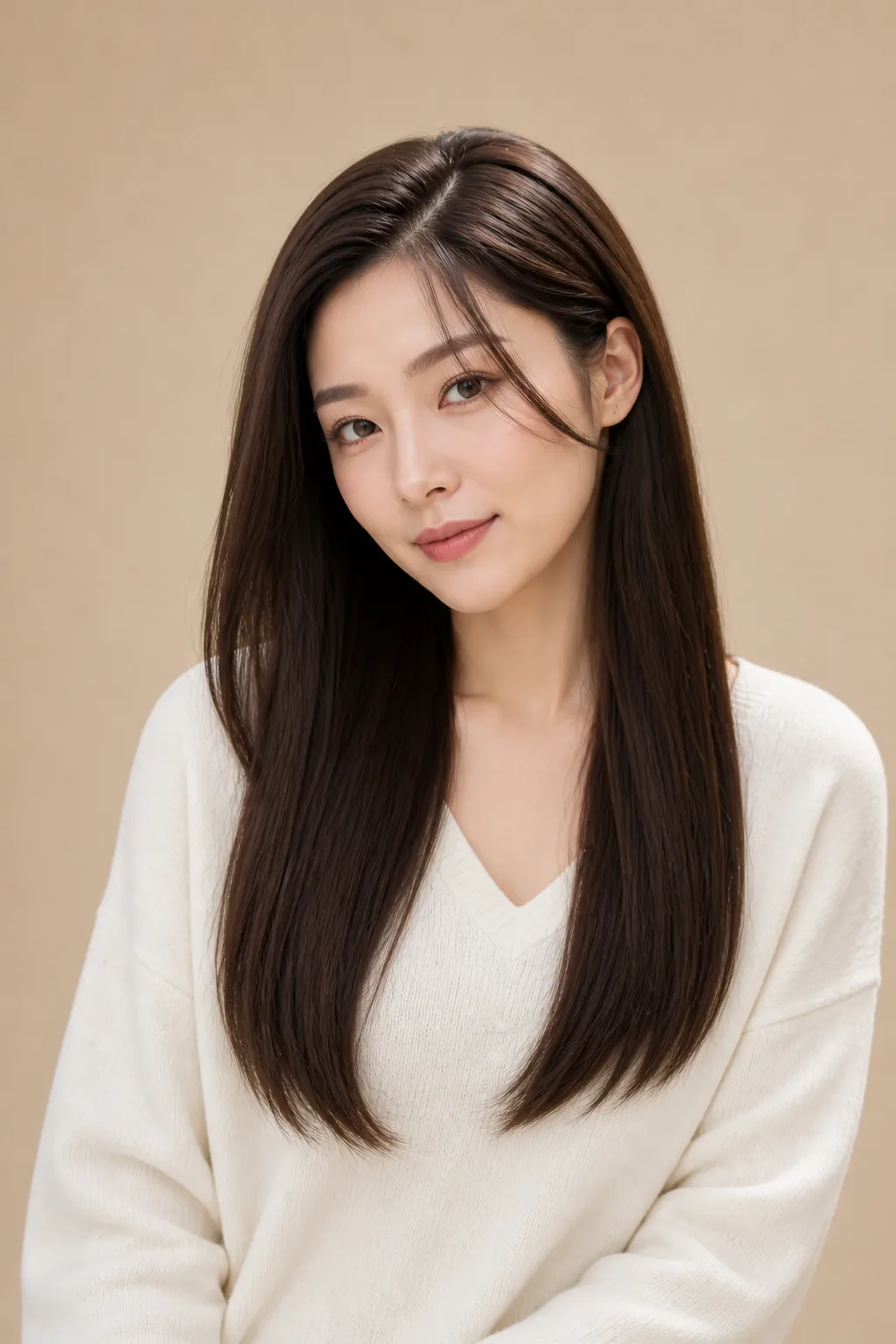 19-inch straight dark brown full wig