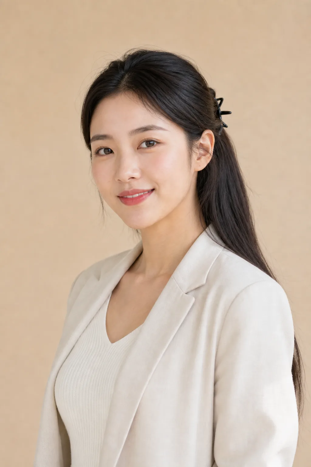 straight ponytail half-up