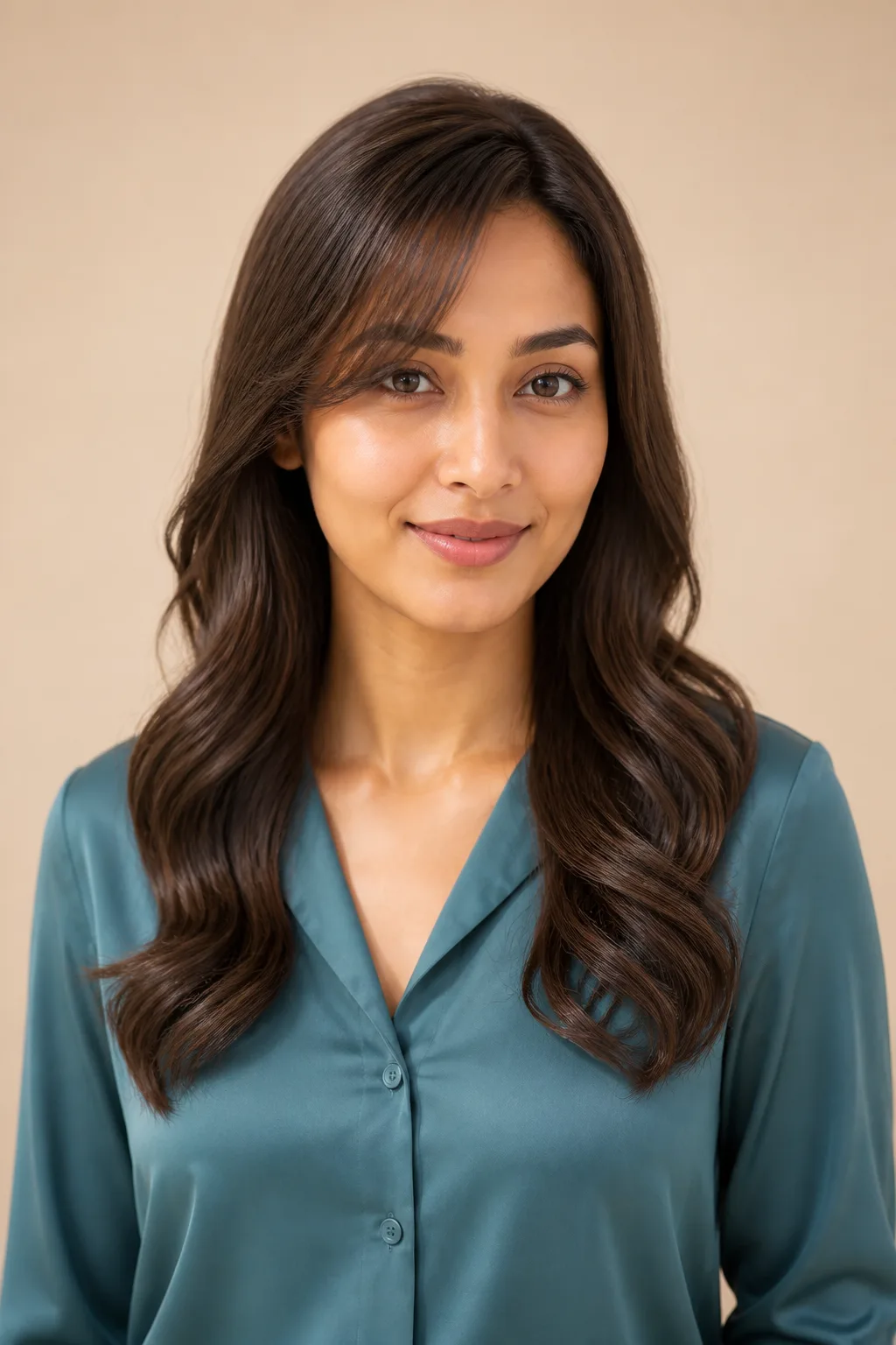 above-shoulder side bangs loose C-curl partial weaving