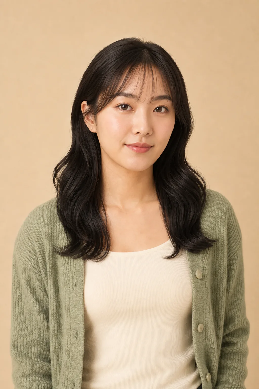above-shoulder see-through bangs loose C-curl partial weaving