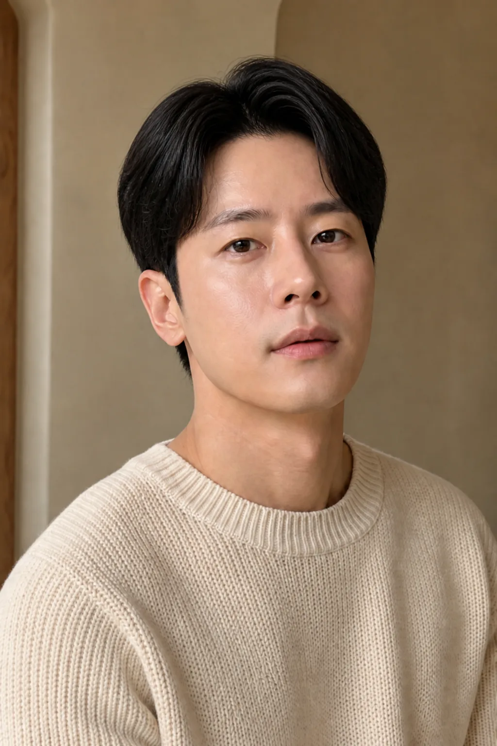 Short Korean middle-part full wig